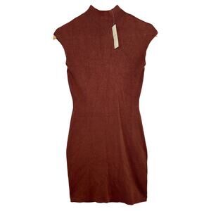 NWT Abercrombie & Fitch Rust Brown Sleeveless Sweater Mini Dress Womens Size XS